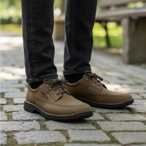 ECCO Fusion Brown Nubuck Leather Derby Lace-Up Comfort Shoes Men’s 47